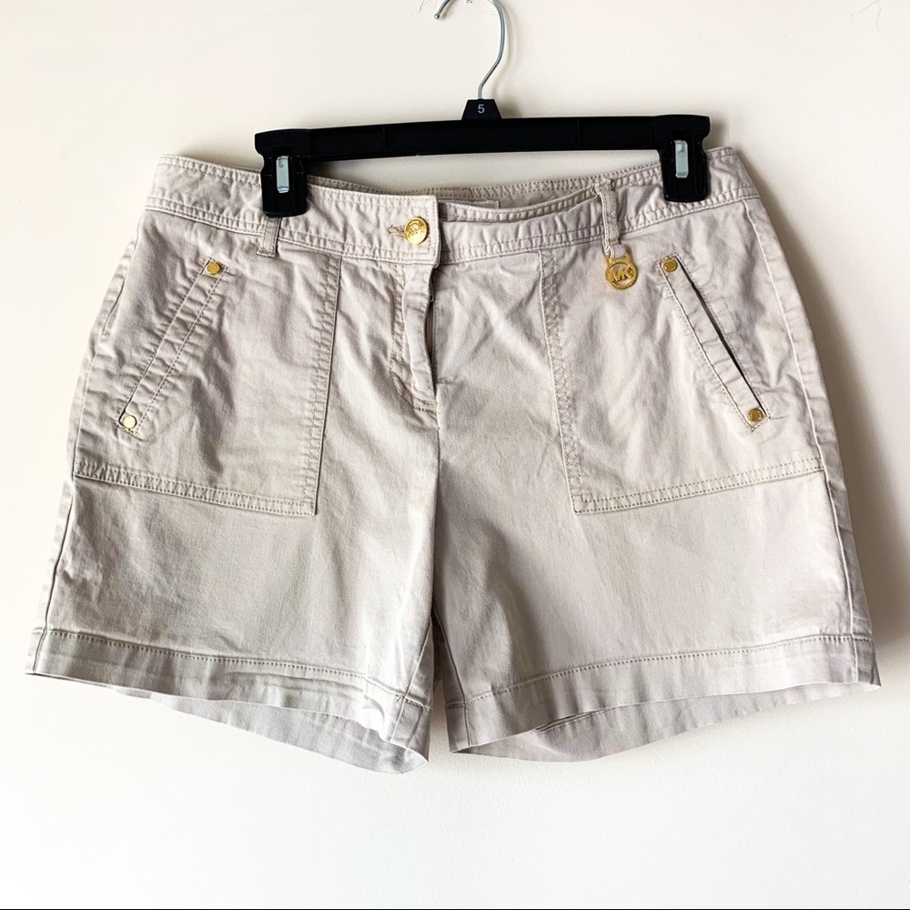 Michael Kors khaki shorts.